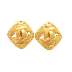 CHANEL Vintage Gold Logo Earrings